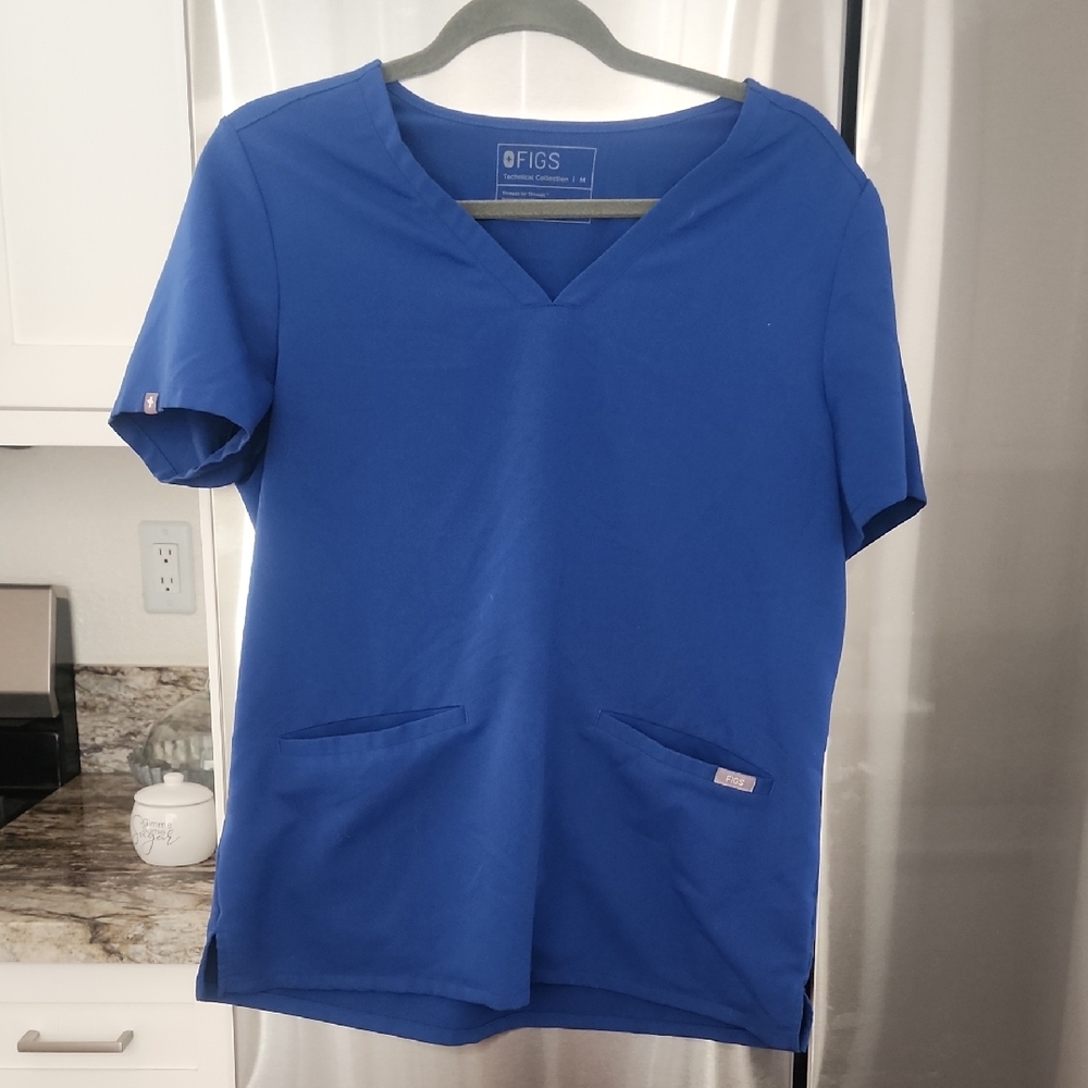 Figs Casma Three-Pocket Scrub Top Women’s Medium Blue Style # FW110